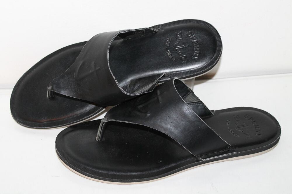 Sperry Top Sider Thong Sandal, 83769, Black, Leather, Women's Size 11